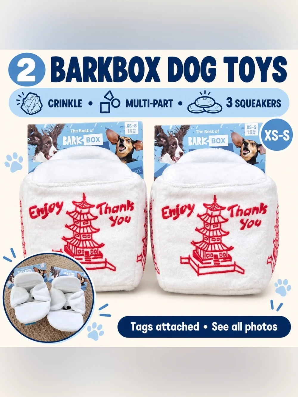 2 BARKBOX Takeout Box Dog Toys – New With Tags
